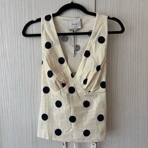 Reformation Meg Top in Polka Dot